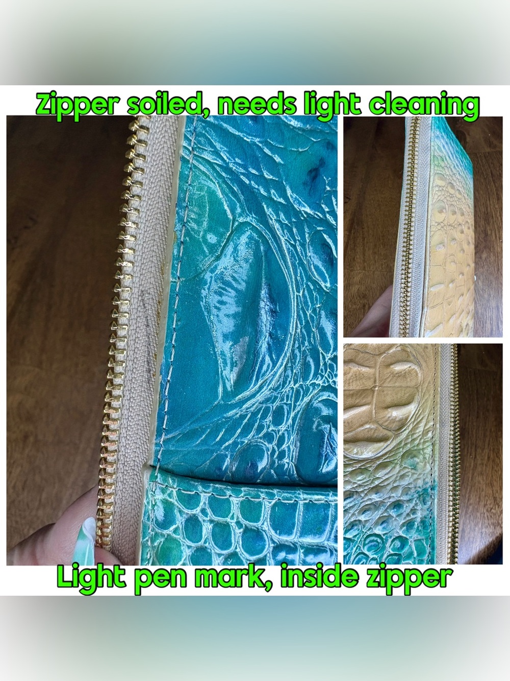 Brahmin GUC Skyler - Ocean Ombré - Travel Wallet/Clutch - FULL Eye - HTF, Rare - Picture 10 of 15